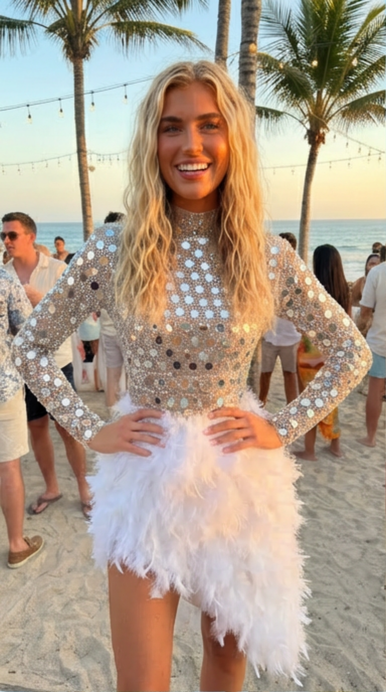 Gold Sequin Feather Party Dress – Luxury Birthday & Event Wear