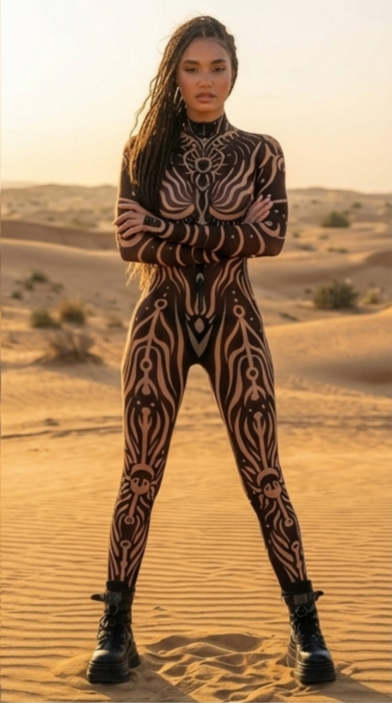 Worship Night Mesh Costume – Tribal Sheer Jumpsuit for Women