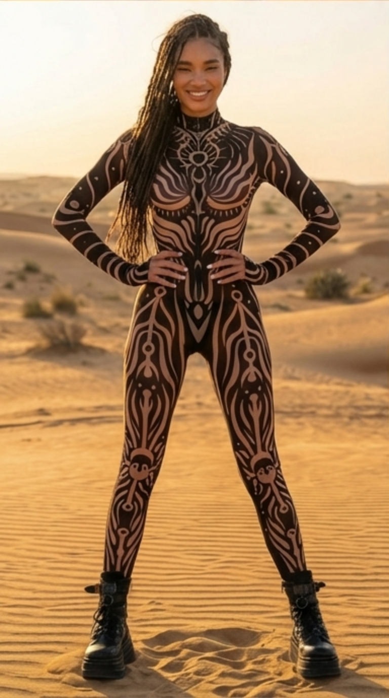 Worship Night Mesh Costume – Tribal Sheer Jumpsuit for Women