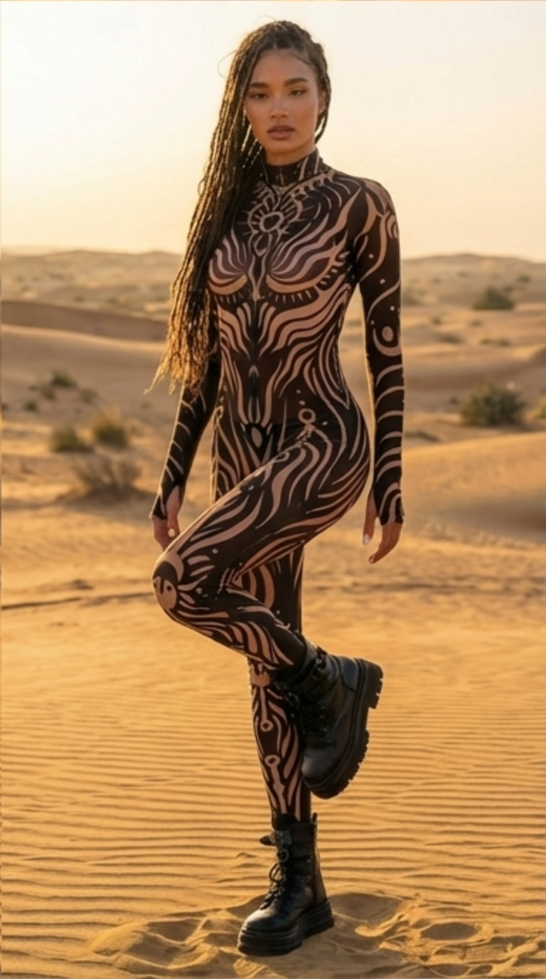 Worship Night Mesh Costume – Tribal Sheer Jumpsuit for Women
