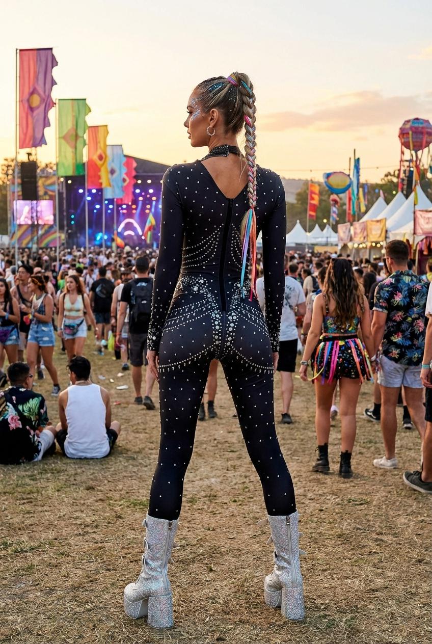 Black Rhinestone Festival Jumpsuit – Crystal Catsuit
