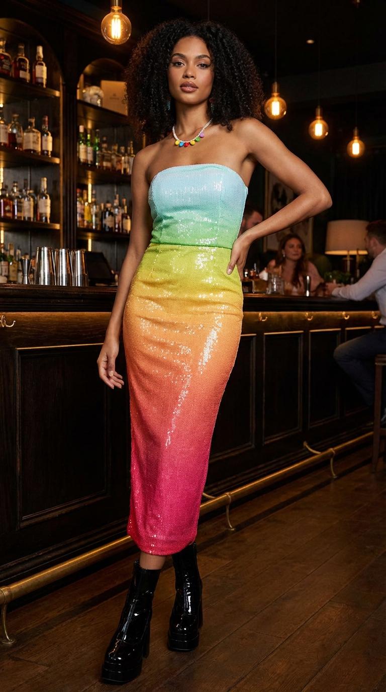 Sequin Midi Bodycon Dress for Parties and Evening Events
